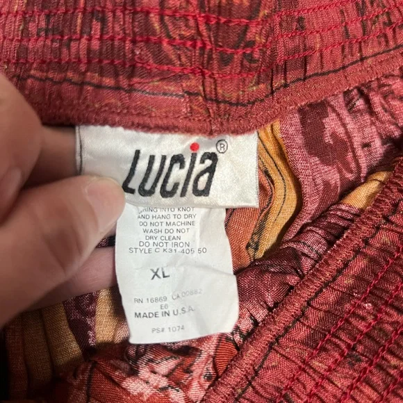 Lucy Boho Patchwork Midi Skirt XL Red Orange Flowy Festival Cottagecore - Picture 6 of 9